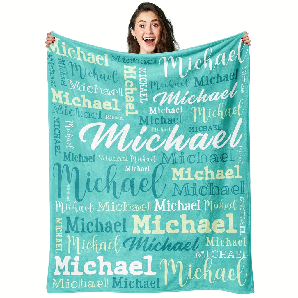 Name Customize Flannel Blanket For Kids Adult Girls Gift Picnic Travel Bed Throw Blanket Applicable All Season Black Blankets