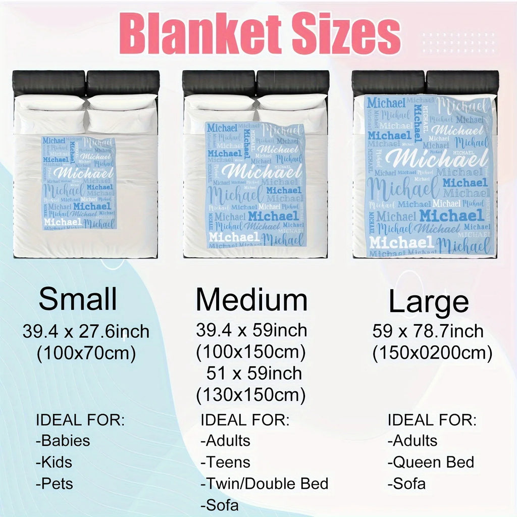 Name Customize Flannel Blanket For Kids Adult Girls Gift Picnic Travel Bed Throw Blanket Applicable All Season Black Blankets