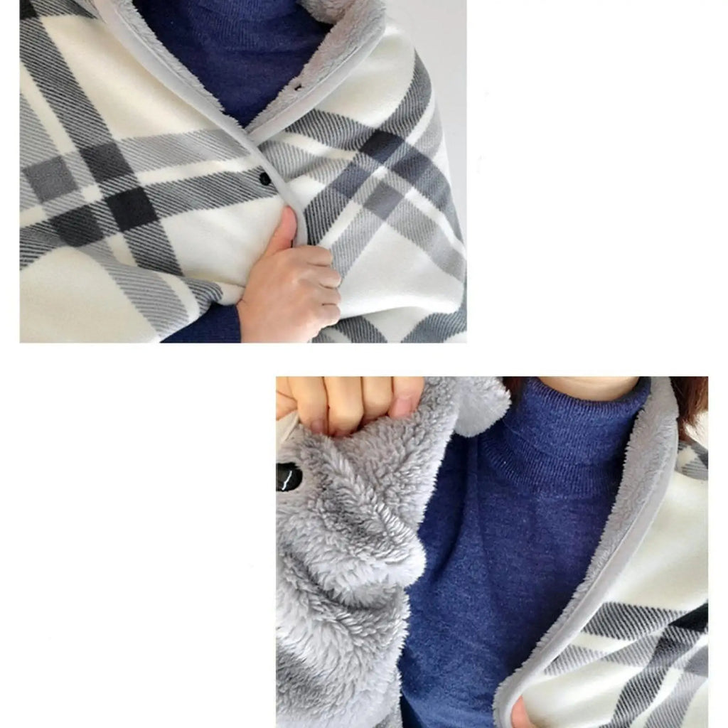 Wearable Blankets Shawl Blanket Flannel Lazy Casual Office Blanket, Poncho Blanket Sleeveless Lap Blanket for Bed Home Intdoor