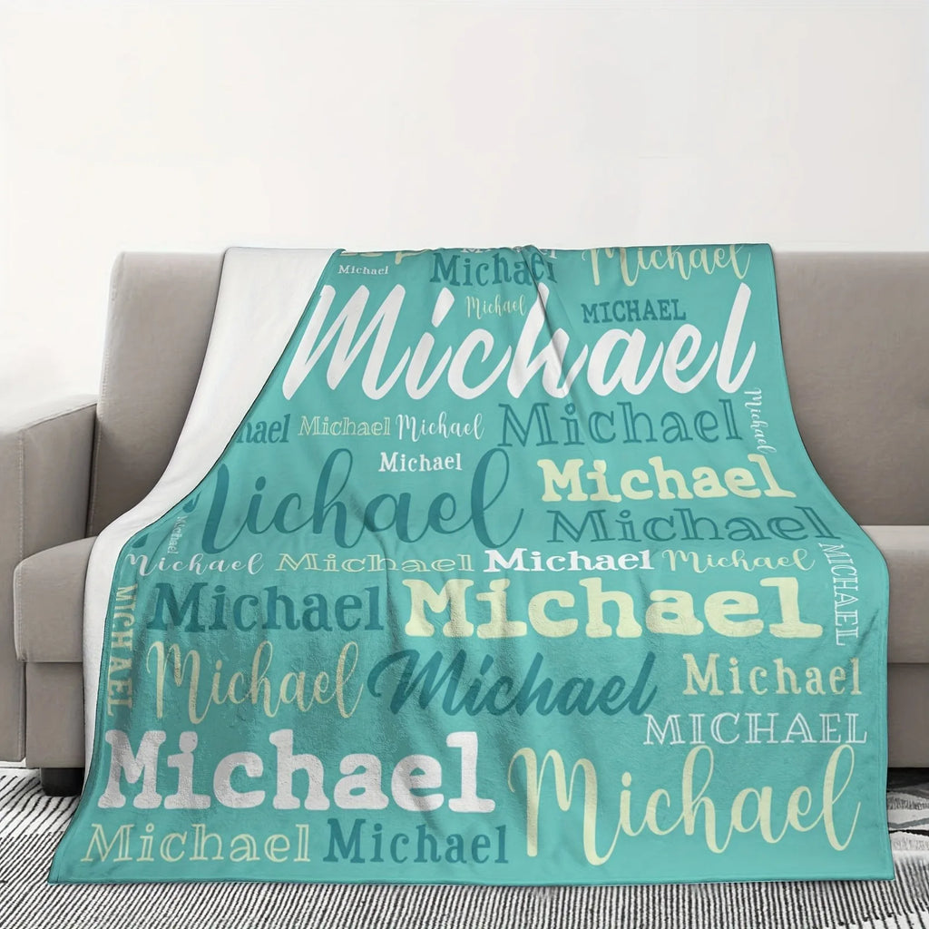 Name Customize Flannel Blanket For Kids Adult Girls Gift Picnic Travel Bed Throw Blanket Applicable All Season Black Blankets