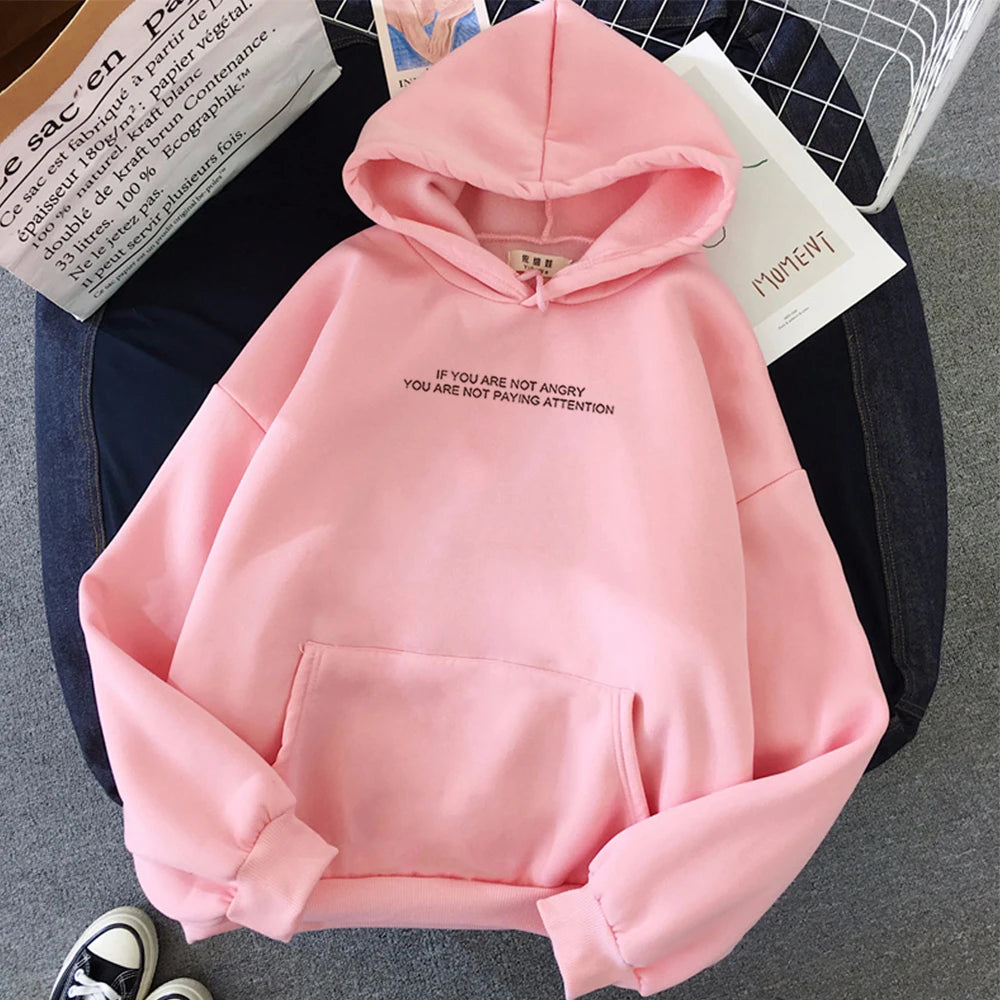 Teens Girls Funny Letter  Oversized Hoodies Women Sweatshirts Harajuku Hooded Sweats Long Sleeve Autumn Warm Women's Clothing