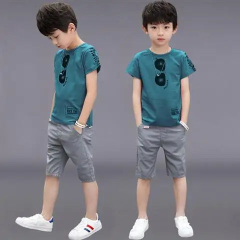 2025 summer Teenager Boys Clothes Casual Outfit Kids Tracksuit Child t shirt + shorts hot pant 4 5 6 7 8 9 10 12 11 13 14 Year