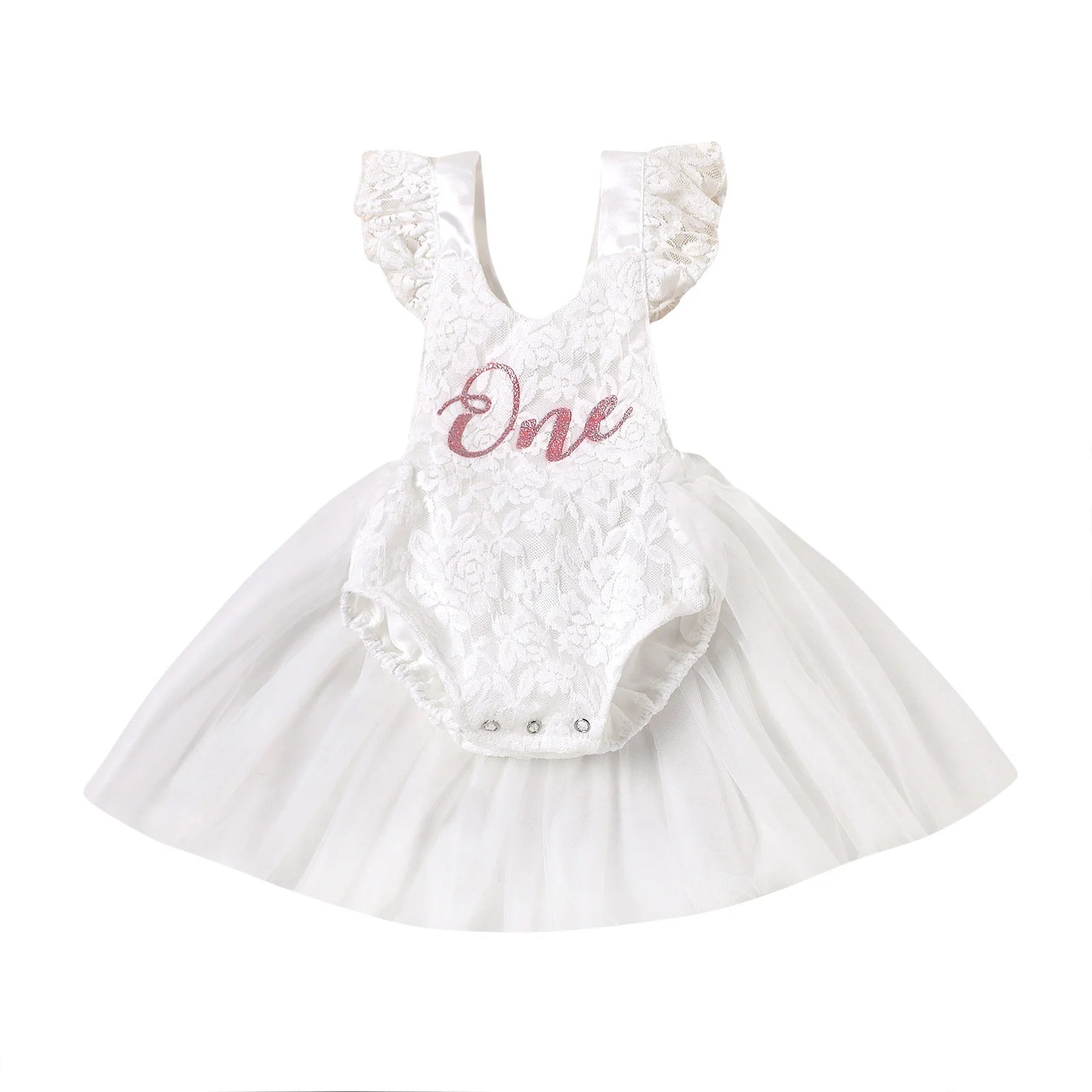 0-24M Baby Romper Dress with Mesh Lace One Letter Print Ruffles Princess Dress Baby Summer Clothing For Girls Birthday Gifts