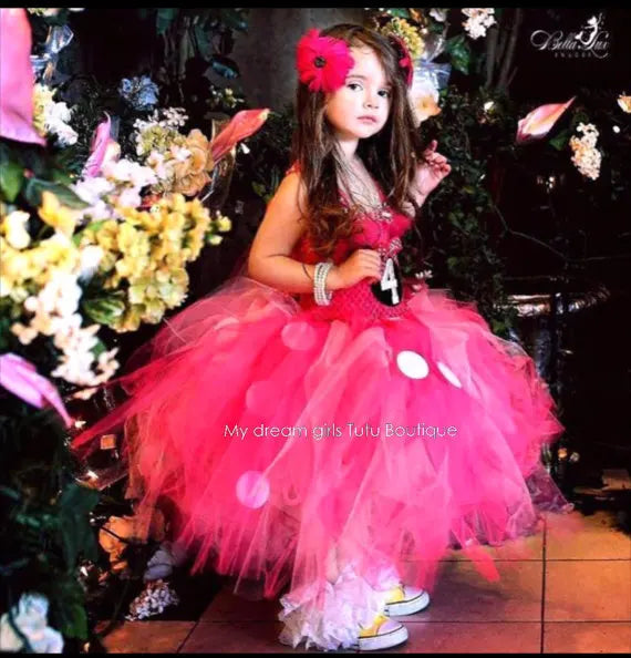 Hot Girls Pink Minnie Tutu Dress Kids Crochet Tulle Straps Dress Ball Gown Children Birthday Party Costume Photography Dreeses