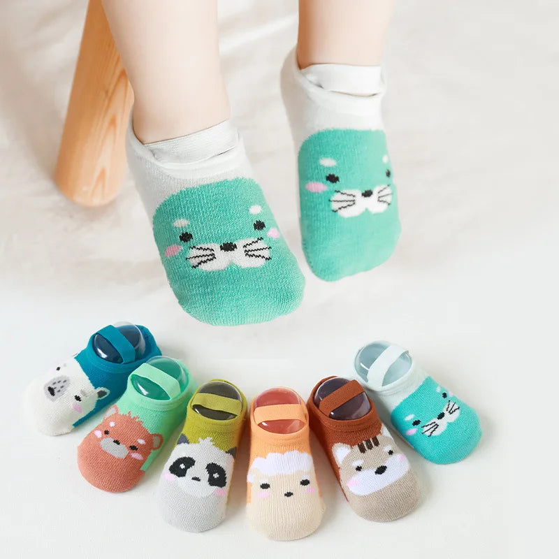 Kids Cotton Socks Cute Cartoon Animal Pattern Comfy Breathable Baby Non-slip Floor Socks