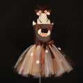 Deer Costume Girls Halloween Christmas Fancy Dress Flower Reindeer Bambi Kids Tutu Dress with Headband Children New Year Clothes