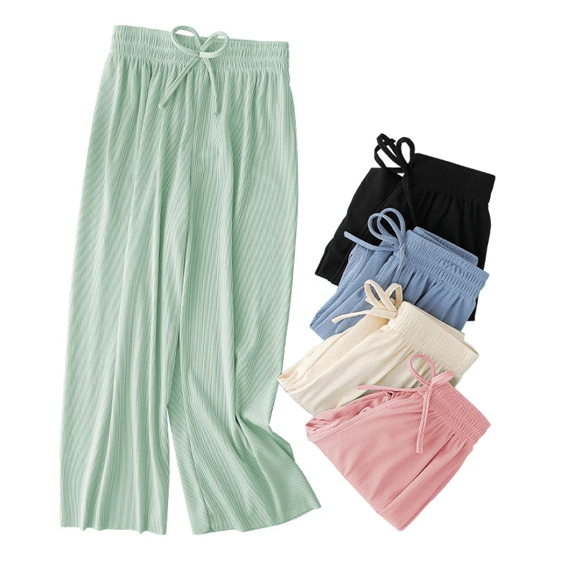 Kids Clothes for Teen Girls Pink Pants 2 To 12 Year Fashion 2022 Summer Green Casual Wide Leg Pants Children Loose Cool Trousers
