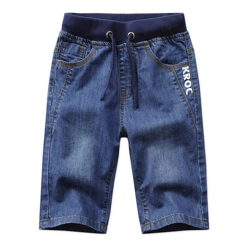 Boys Jean Shorts 2024 Summer Brand Design Printing Embroidery Lattice Kids Denim Shorts For Teen Boys 2-14Years Wear DWQ101