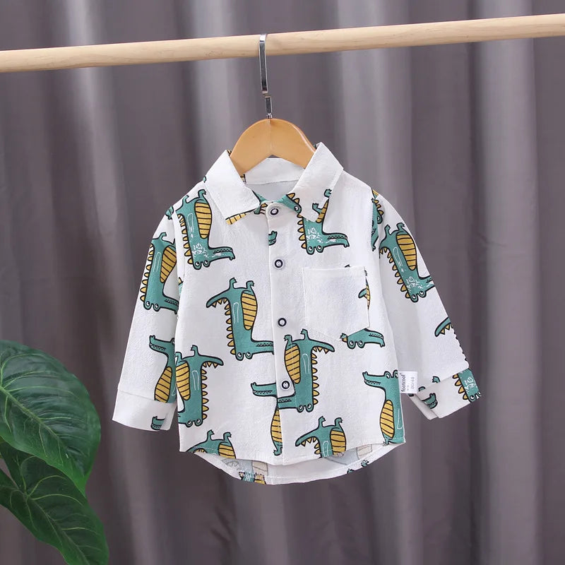 Boys Shirts Plaid Long Sleeve Shirt Boy Tops Clothes Tees 1 2 3 4 Years