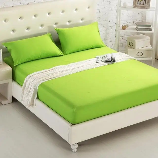 1PCS Fitted Sheet Solid Color Bed Sheets With Elastic Band Double Queen Size 160cm*200cm Mattress Cover 100% Polyester