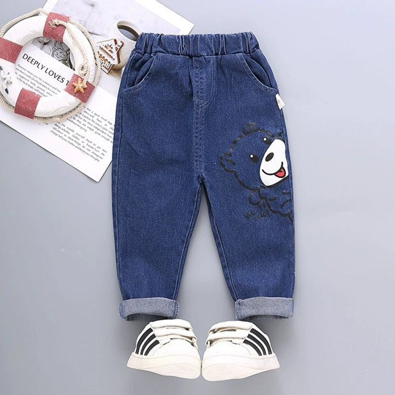 Boys' Jeans 2024 Spring and Autumn Style Single Pants Trendy Autumn Toddler Pants Boys and Girls Baby Children's Clothing Children's Long Pants