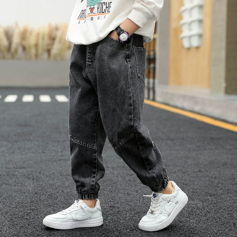 Boys' Denim Spring and Autumn Kids Pants Casual Western Style 2025 Children's Korean Boys Trendy Spring Trousers