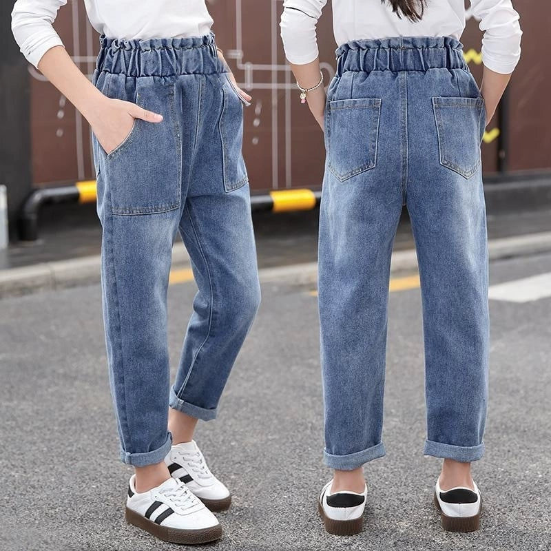 Boys' Jeans 2024 Spring and Autumn Style Single Pants Trendy Autumn Toddler Pants Boys and Girls Baby Children's Clothing Children's Long Pants
