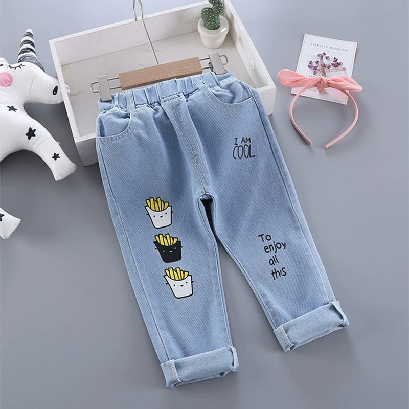 Boys' Jeans 2024 Spring and Autumn Style Single Pants Trendy Autumn Toddler Pants Boys and Girls Baby Children's Clothing Children's Long Pants