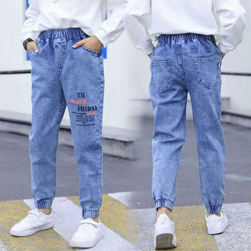Boys' Jeans 2024 Spring and Autumn Style Single Pants Trendy Autumn Toddler Pants Boys and Girls Baby Children's Clothing Children's Long Pants