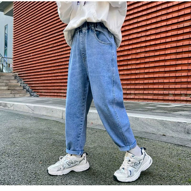 Boys' Denim Spring and Autumn Kids Pants Casual Western Style 2025 Children's Korean Boys Trendy Spring Trousers