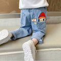 Boys' Jeans 2024 Spring and Autumn Style Single Pants Trendy Autumn Toddler Pants Boys and Girls Baby Children's Clothing Children's Long Pants