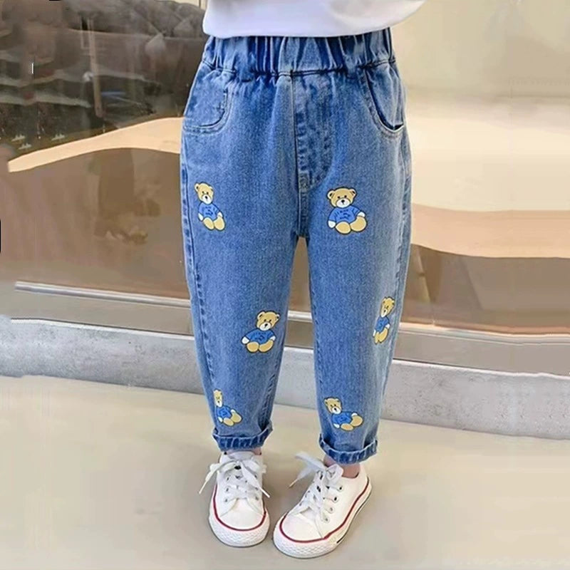 Boys' Jeans 2024 Spring and Autumn Style Single Pants Trendy Autumn Toddler Pants Boys and Girls Baby Children's Clothing Children's Long Pants
