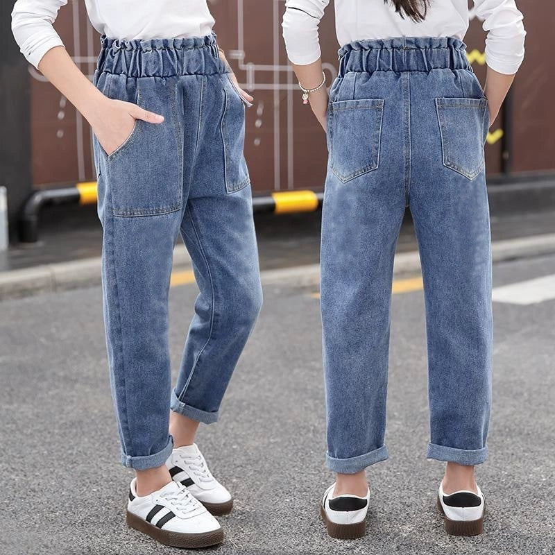 Boys' Denim Spring and Autumn Kids Pants Casual Western Style 2025 Children's Korean Boys Trendy Spring Trousers