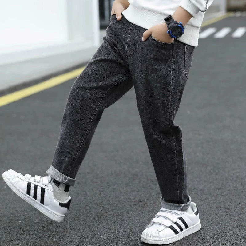 Boys' Denim Spring and Autumn Kids Pants Casual Western Style 2025 Children's Korean Boys Trendy Spring Trousers