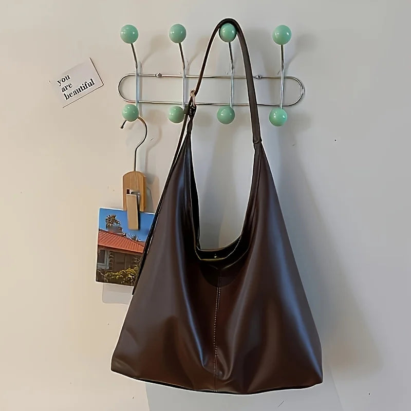 Fashion Leather Women's Hand-held Shoulder Bags, Large Capacity Simple and Versatile Tote Bag, Suitable for Commuting Banquets