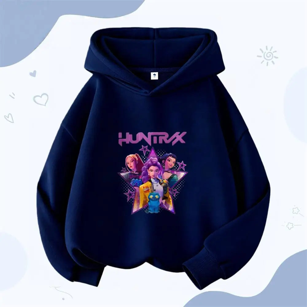 Cartoon Hooded Tops For Girls Child New Fashion Casual Clothing Lovely Simple Hoodies Long Sleeve Popular Spring Autumn Wear