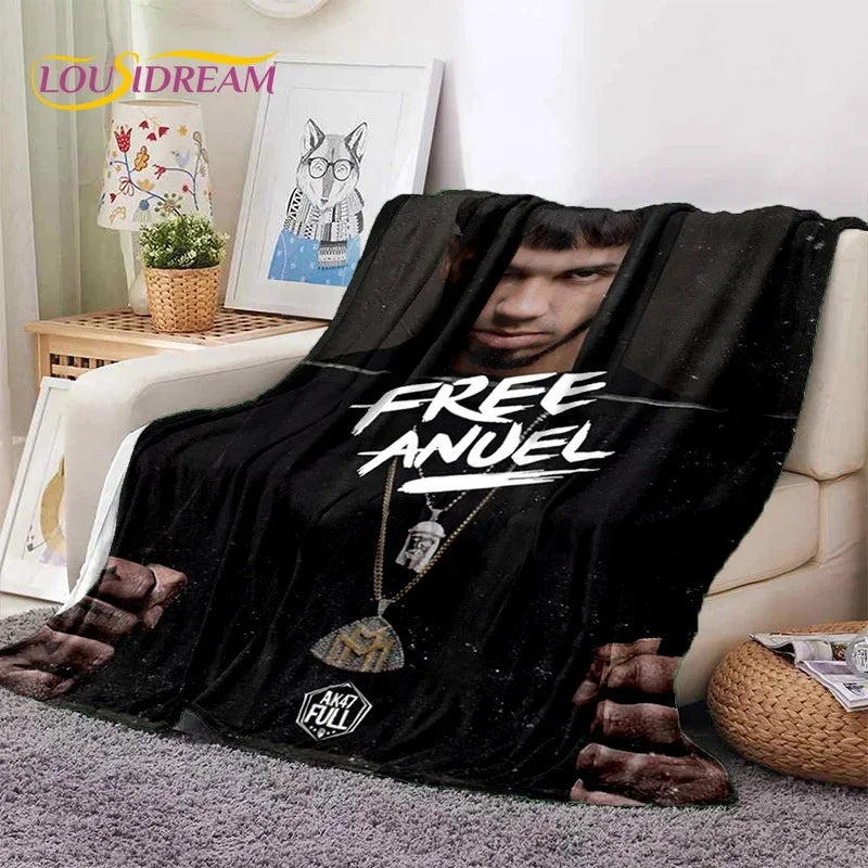 Free Anuel AA Rapper Hip Hop Singer Soft Flannel Blanket for Beds Bedroom Sofa Picnic,Throw Blanket for Outdoor Leisure Nap Gift