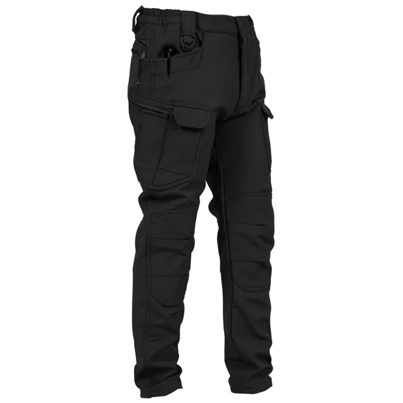 Men's Winter Pants Water Resistant Fleece Lined Snowboard Softshell Tactical Pants with Multi-Pockets Outdoor Work Pants