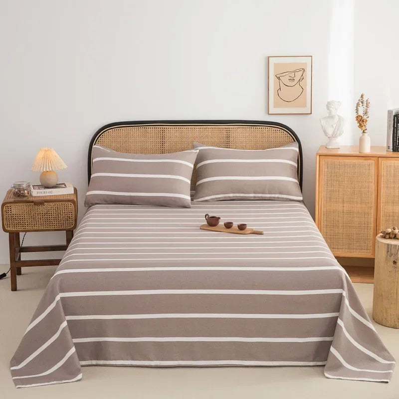 Soft 100% Cotton Coarse Cloth Bed Sheet Thick Sleep Naked Single Double Bedsheet Comfortable Durable Breathable Bed Sheets Queen