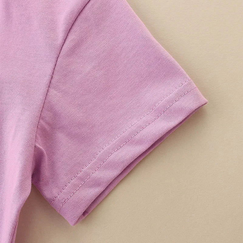 Kids Clothes for Baby Girls Tops Korean Teenagers Purple Blouses T-shirt Cartoon Food Sushi Cotton Chidlren Clothing