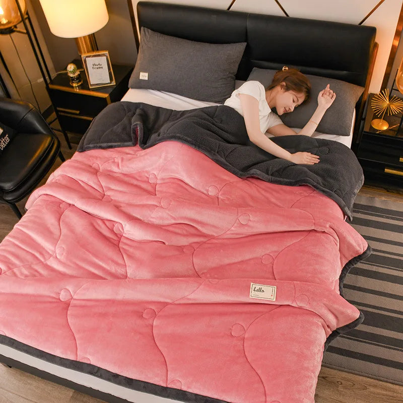 Wool Throw Blanket Keep Warm Winter Bed Blankets Camping Double Bed Cover Bedspread on The Bed  Soft Breathable Cozy Cover Solid