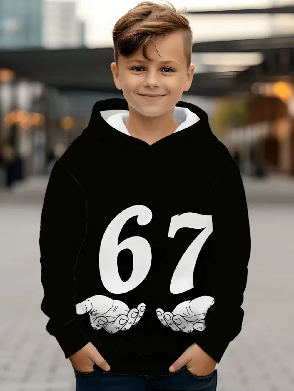 Fun Six Seven 6 7 Meme Design Hoodie for Kids Chaotic Humor Y2k Game Saying Tee Novelty Gift Boys Top Fashion Children's Clothes