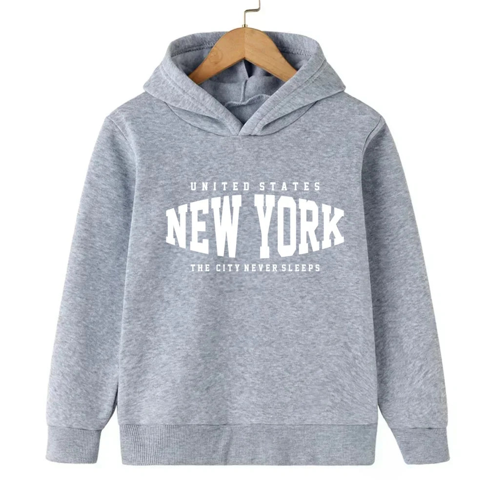 New York Boys and Girls Hoodies Autumn/Winter Hoodies Long Sleeves Classic Casual Minimalist Jackets Children's Letter Hoodies