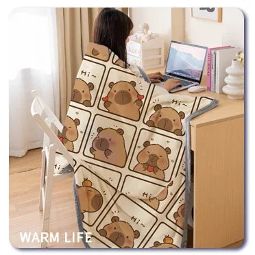 Warm Plush Blanket Comfortable 2024 New Winter Blanket Cartoon Four Season Flannel Soft Bed Cover Office Napping Blanket
