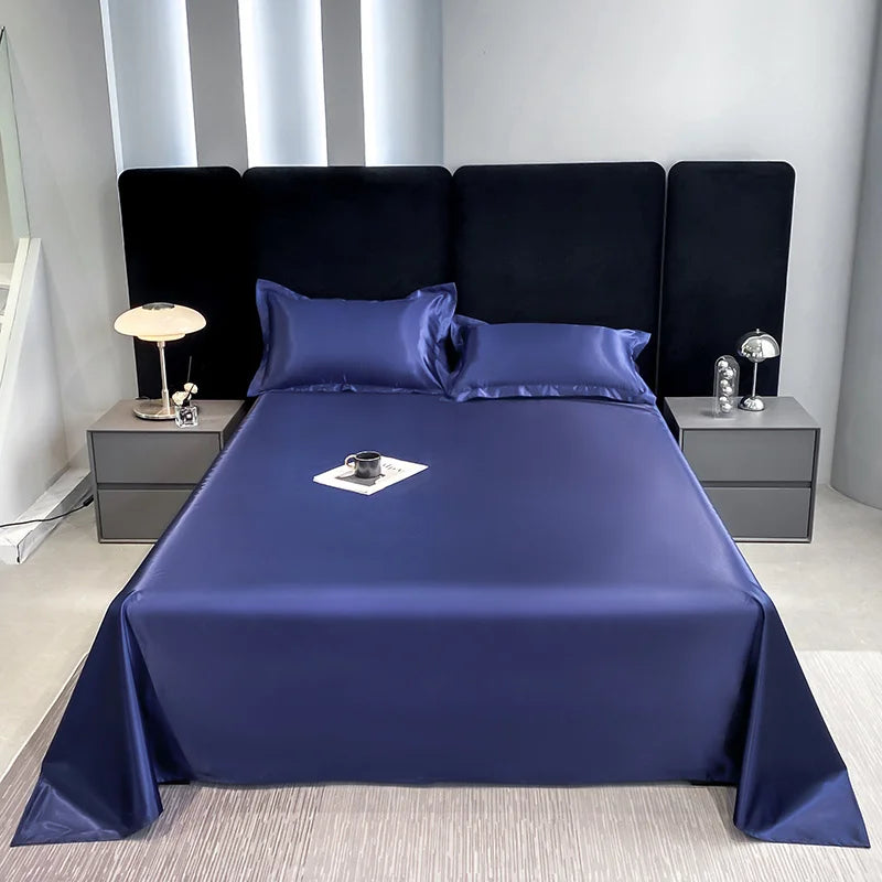 1pc Plain Satin Solid Color Bed Sheets, Flat Sheets for Bedroom, Bedding Does Not Include Pillowcase