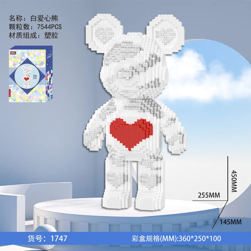 Dunhuang Bear Building Block Machine Love Bear Model Assembled Overalls Flower Bear Magic Bricks Toy For Kids Christmas Gift