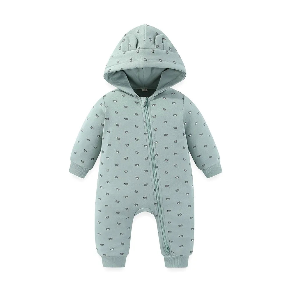Winter Baby  Baby Unisex Long Sleeves Rompers Cartoon Cute Newborn Boy Girl Hooded Jumpsuits 0-18 Months Infant Zipper Clothes