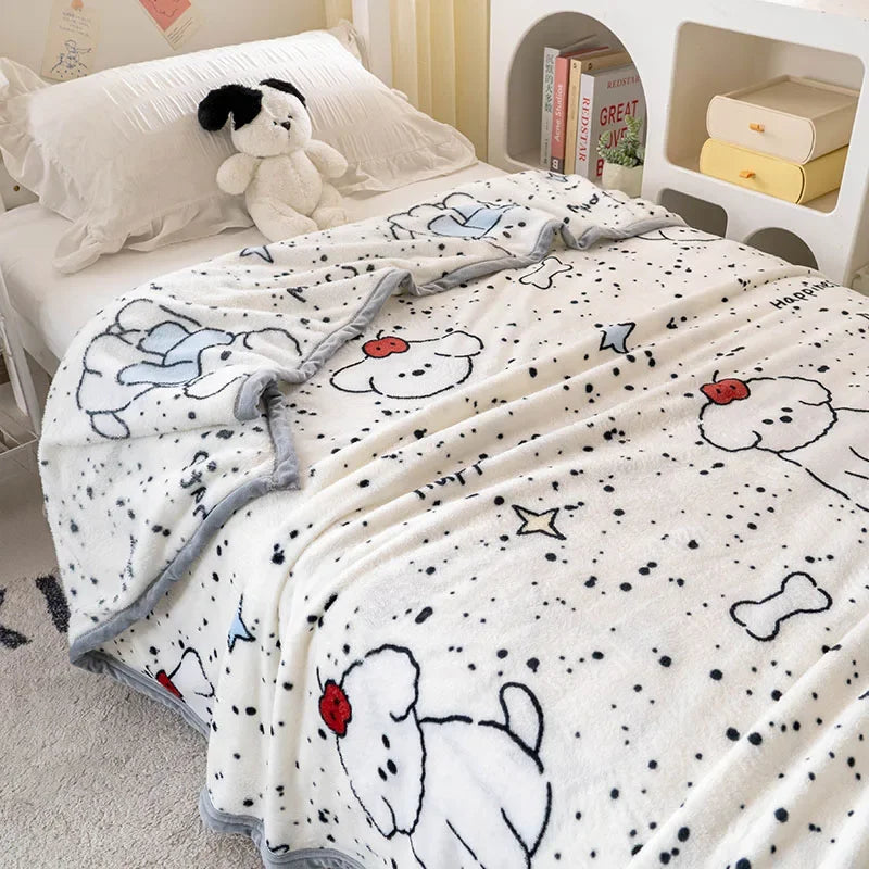 Warm Plush Blanket Comfortable 2024 New Winter Blanket Cartoon Four Season Flannel Soft Bed Cover Office Napping Blanket