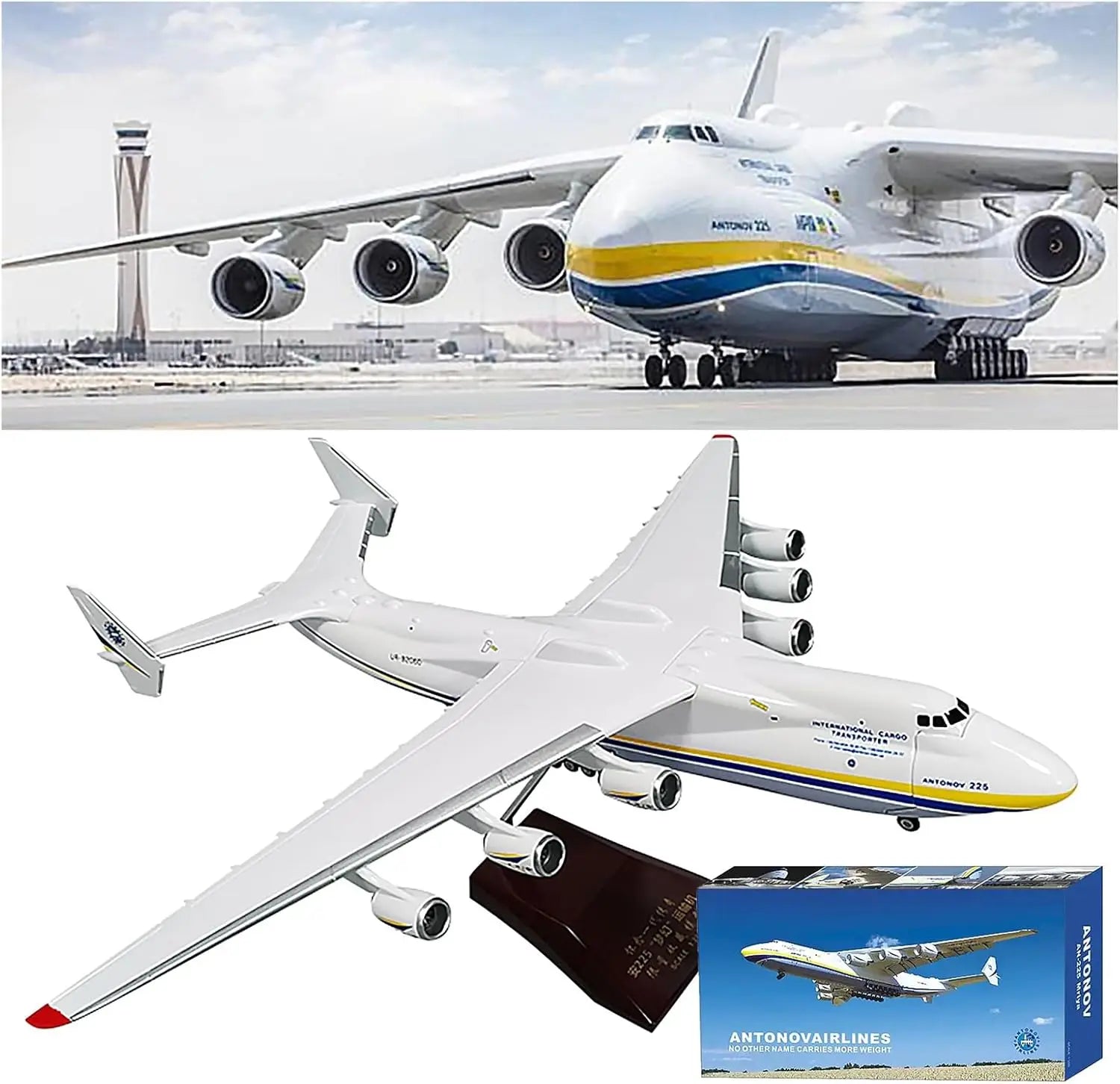 1/200 Scale Model 42CM Antonov AN-225 Mriya Transport Aircraft Souvenir Airplane Resin Simulation Replica Enthusiast Display