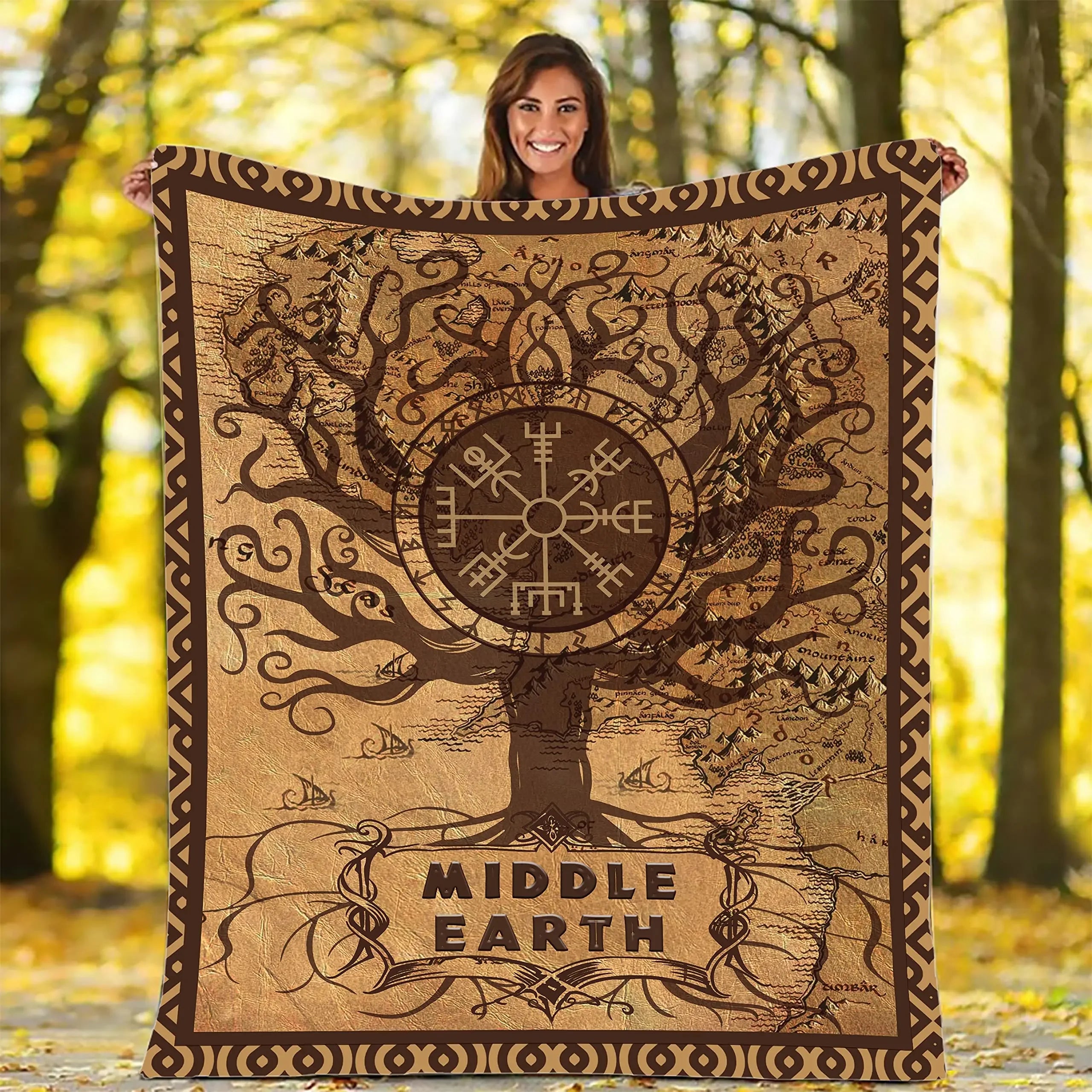 Blanket Middle Earth Map Throw Blanket Ultra Soft Velvet Blanket Lightweight Bed Blanket Quilt Durable Home Decor Fleece Blanket