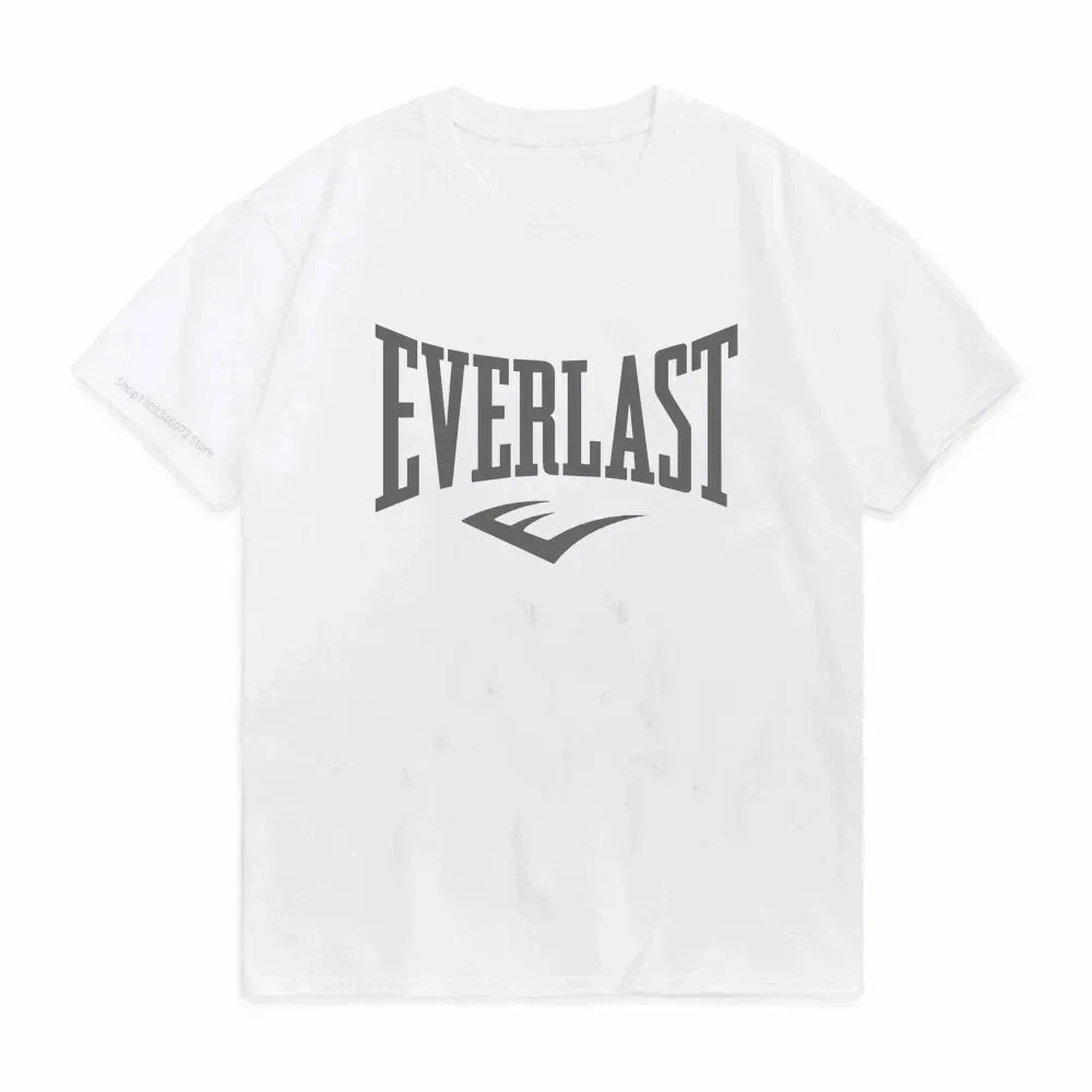 Summer Cotton T-shirt O-collar EVERLAST Boxing Print Summer Harajuku Streetwear Trendy Men's T-shirt Top