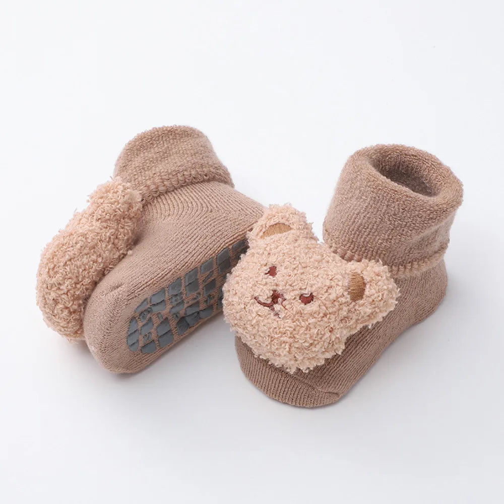 Cute Bear Baby Socks for Boys Girls Winter Soft Cotton Thicken Warm Socks Anti Slip Babies Accessories for Newborn Toddler Socks