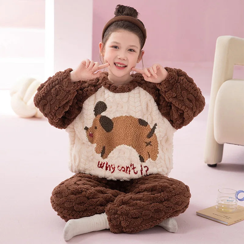 Kids Pajamas for Boys 3 4 5 6 7 8 9 10 11 12 14 16 Years Flannel Sleepwear Set Dinosaur Pyjamas Anmal Children Pijamas Clothing