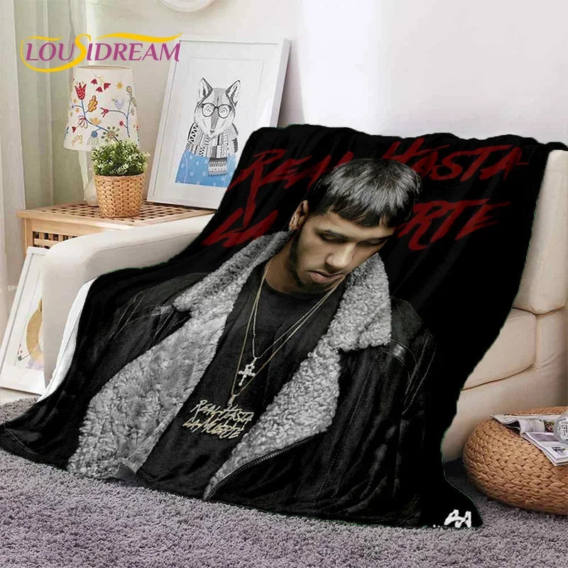 Free Anuel AA Rapper Hip Hop Singer Soft Flannel Blanket for Beds Bedroom Sofa Picnic,Throw Blanket for Outdoor Leisure Nap Gift