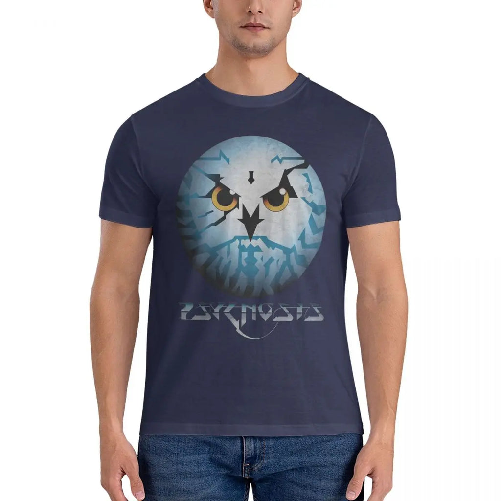 Amiga Psygnosis Owl T-Shirt for Men Cotton Oversized T Shirts Men's Tees Short O-Neck Summer Clothes Tops S-6XL