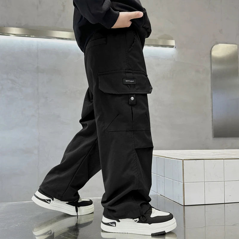 Boy Straight Pants Autumn Kids Fashion Trousers Children Casual Trackpants 2025 New Teen Work Trousers