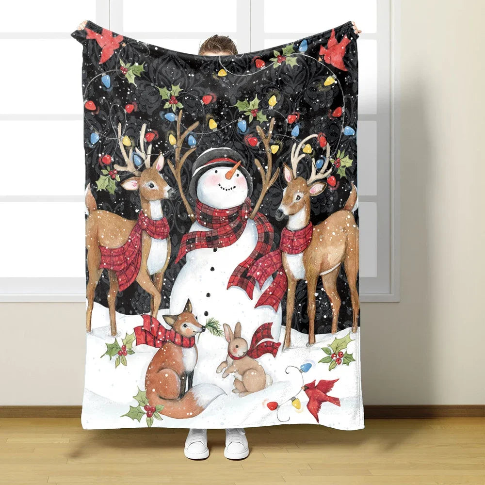 Warm Christmas Winter Flannel Blanket | Bedding Bedspread, Sofa Throw & Knee Blanket | Perfect Christmas Decor & Gift