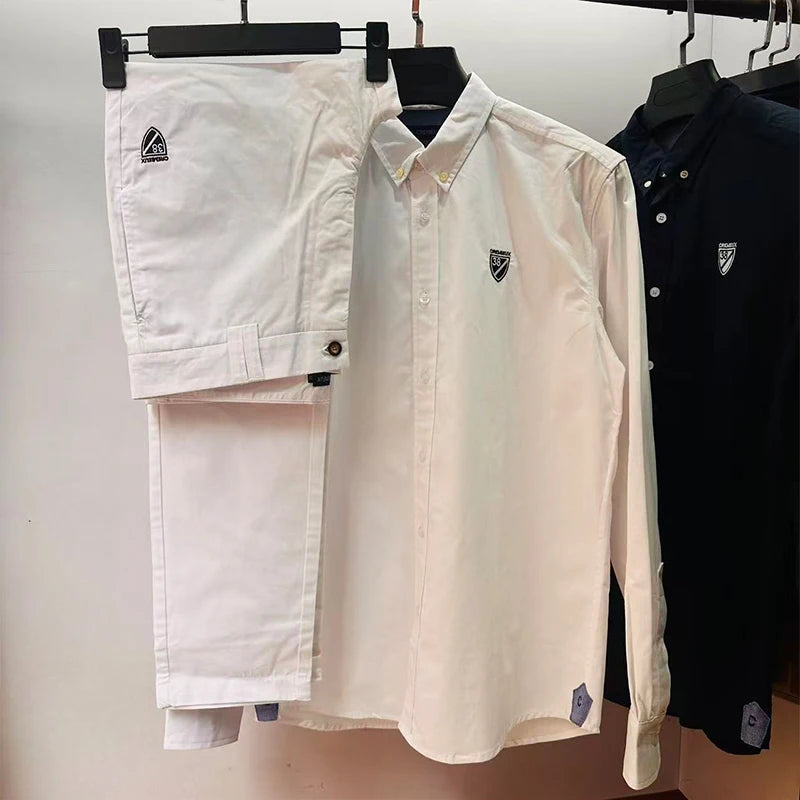 Cremieux Four Season Tracksuit Chemise for Homme  Men Shirt Setting Two PCS Full Pants   Fashion Casual 100%Cotton Del France