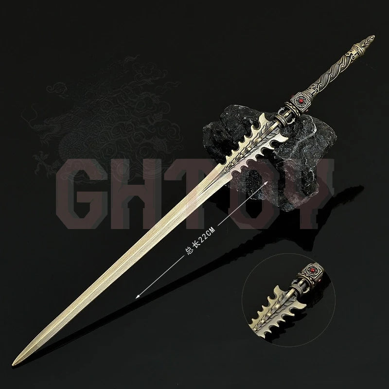 22cm/8.66in Cold Weapons Model Metal Handicraft Ornament Model Chase The Sun Sword Toy Ornament Model Desktop Display Collection