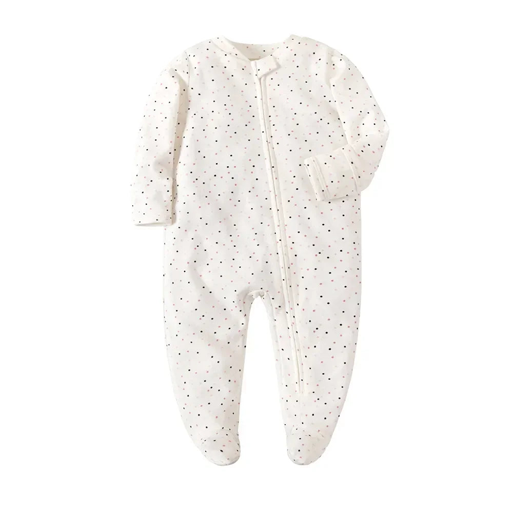Newborn Footed Pajamas Zipper Girl and Boy Romper Long Sleeve 0-12 Months Baby Clothe Jumpsuit Cotton Fashion Baby Clothing